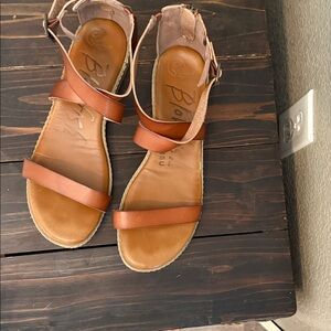 Blowfish Cognac Brown Leather Strappy Sandals